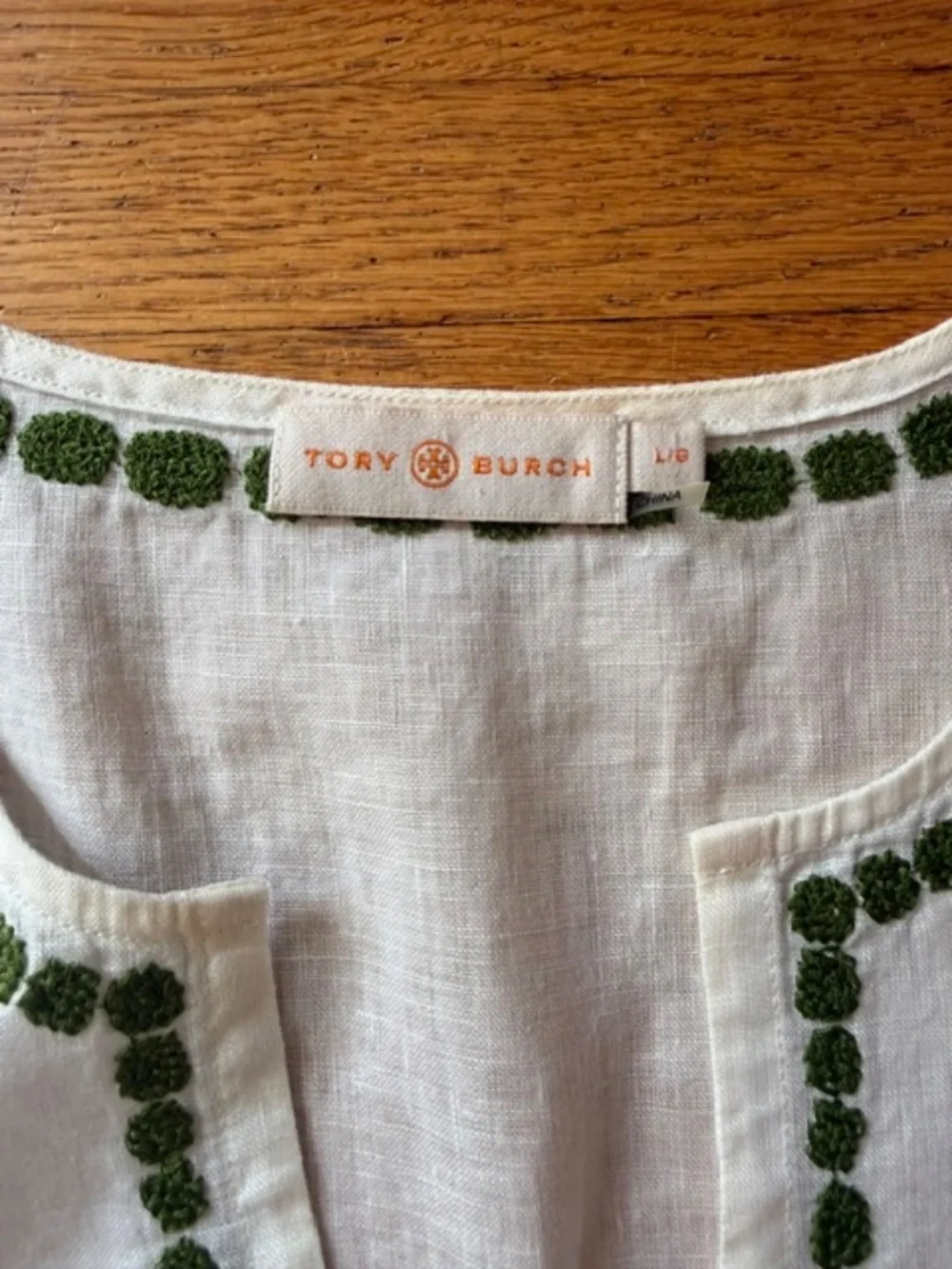 Tory Burch Wisteria Embroidered Linen Tunic Swim Coverup Size Large